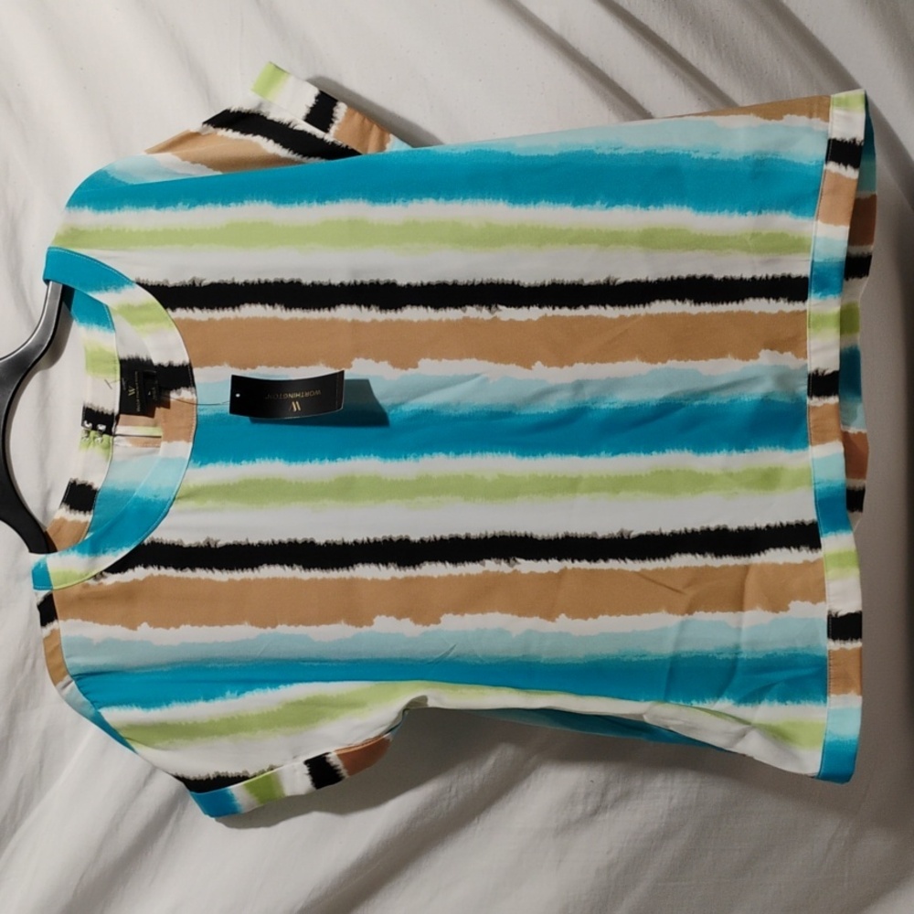 (A-78) SALE! NWT Worthington Sophia Multicolor Striped Top Sz.L